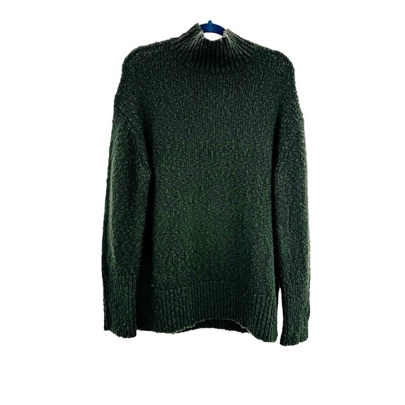 Vince Wool Blend Pullover Sweater Long Sleeve Mock Neck Hunter Green M NWOT - Picture 8 of 13